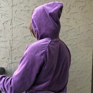 Purple Velour Track Jacket Hoodie